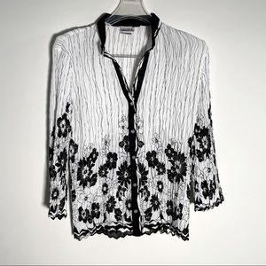 NICOLA Black and White Floral Top